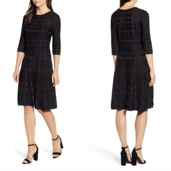 NIC+ZOE Dresses & Skirts - Nic & Zoe Flashing Lights midi dress 1X black purple NWT